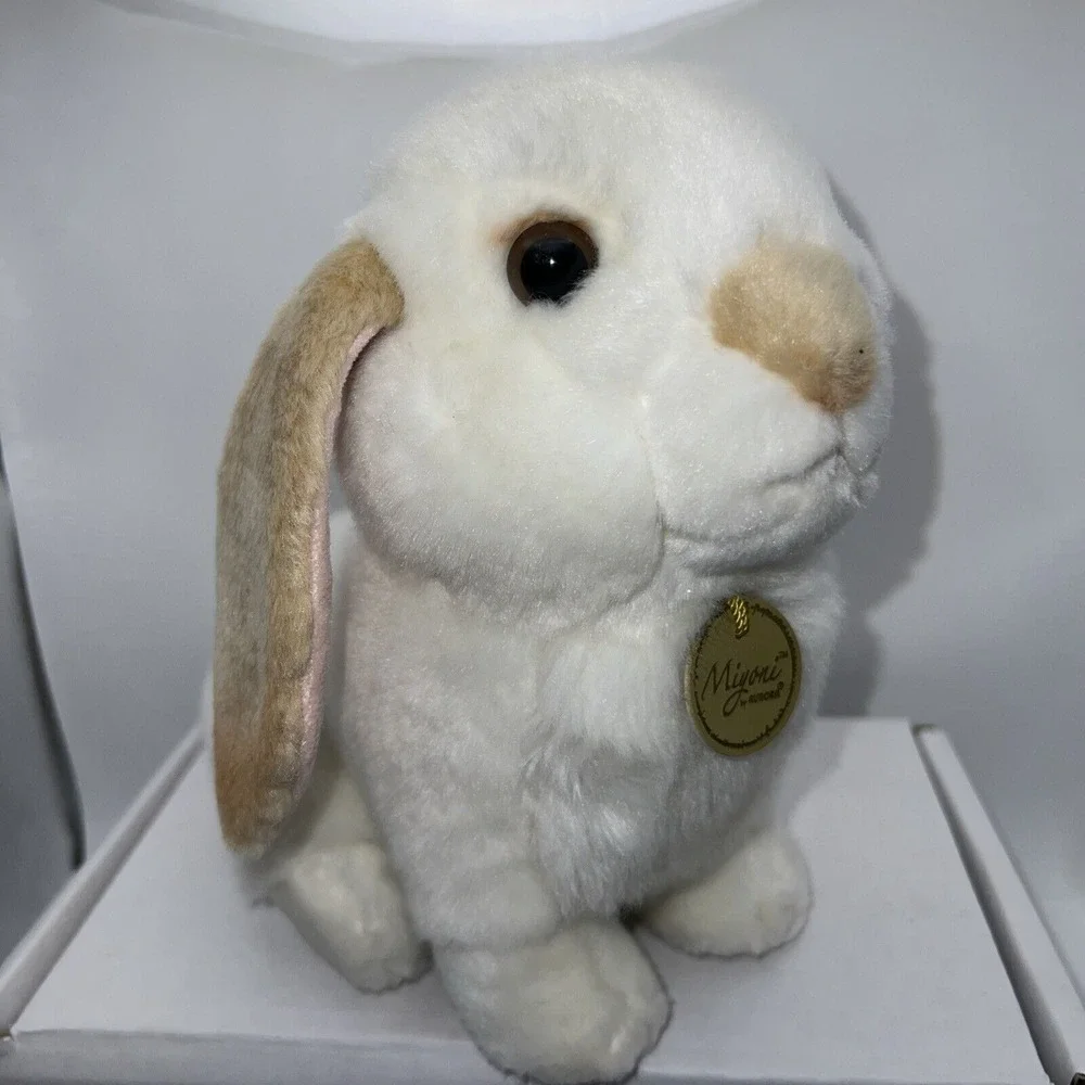 Aurora‎ Miyoni Lop Eared Bunny Rabbit Plush Stuff Toy Cream w/Tan Ears